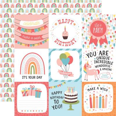 Echo Park Birthday Girl Designpapier - 4 x 4 Journaling Cards